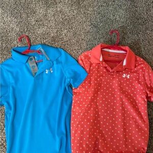 Under Armour Blue and Pink Performance Polo Shirts